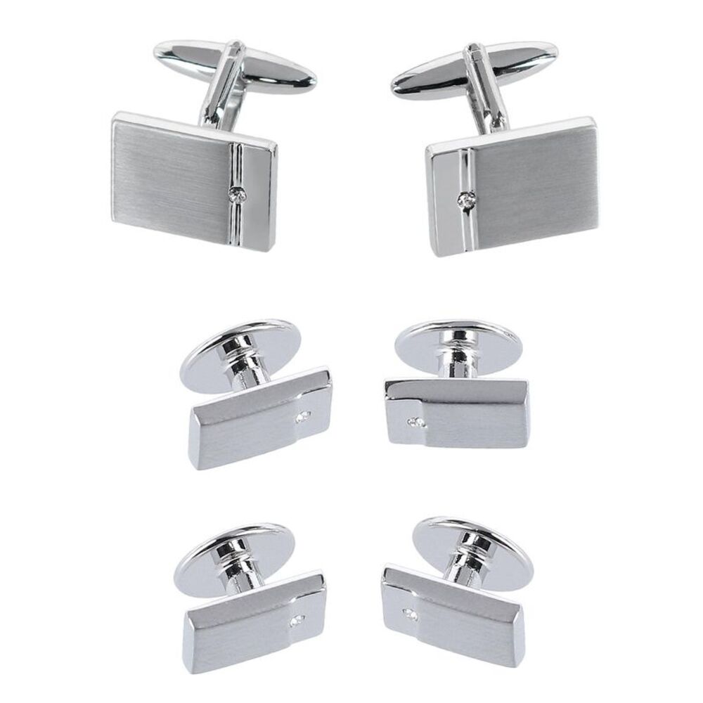 Trafalgar The Kingsley Rhodium with Czech Crystal Formal Set (Cufflinks & Tuxedo
